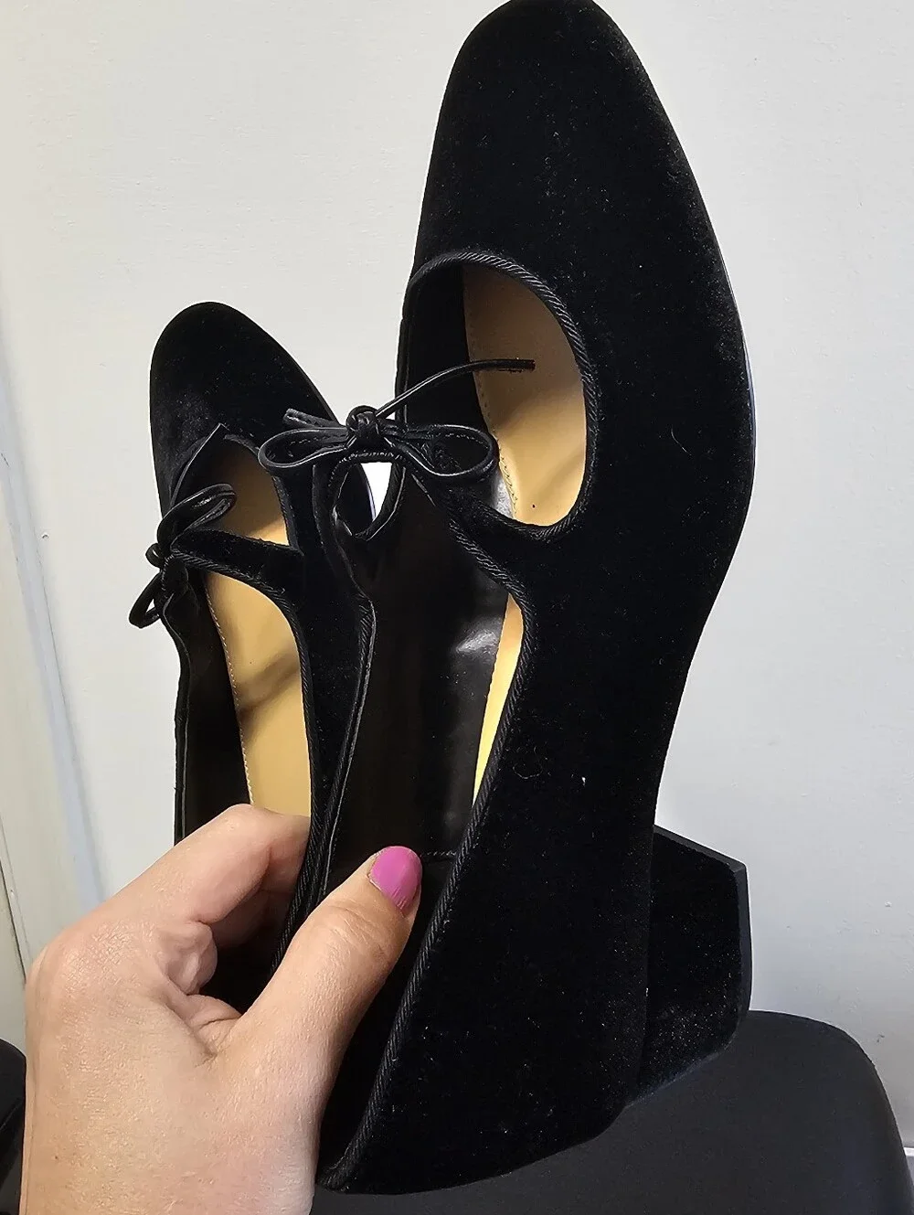 J.Crew Velvet Bow Tie Heeled Mary Janes - Black - Size 7.5